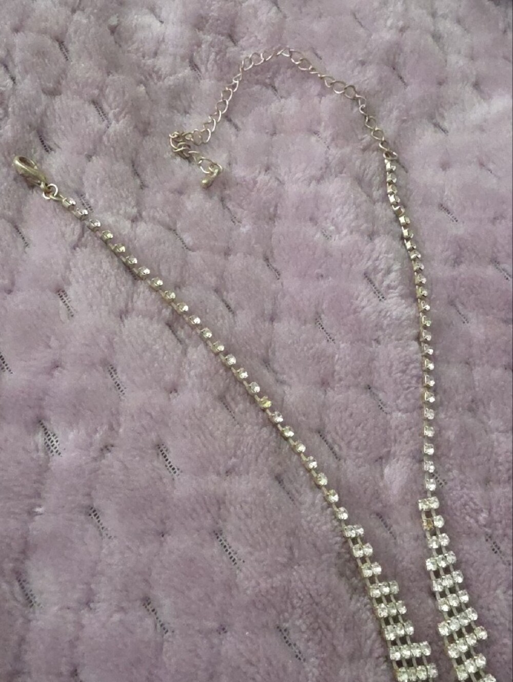 Vintage Silver Crystal Cascade Y Necklace - Picture 3 of 4
